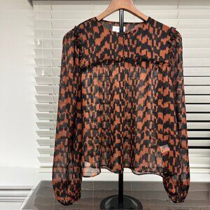 EVEREVE Leo Blouse Sheer Puff-Sleeves • Size Medium